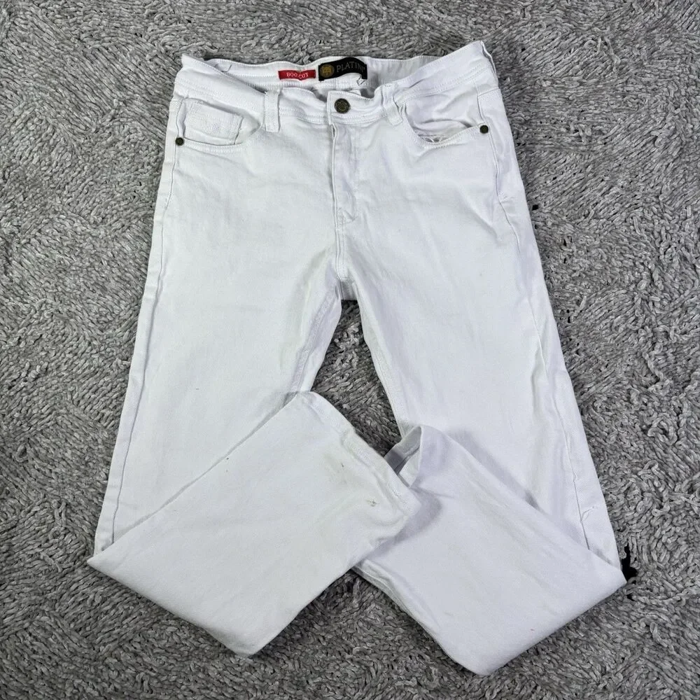 Platini Boot Cut Jeans Mens 32x30 White Denim Preppy Designer Stretch Flex Party